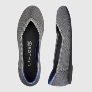 Rothys The Flat Cloud Gray Birdseye Size 8